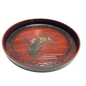 Vintage Japanese Kamakura-Bori 13” x 1.5”Wooden Lacquer Ware Tray